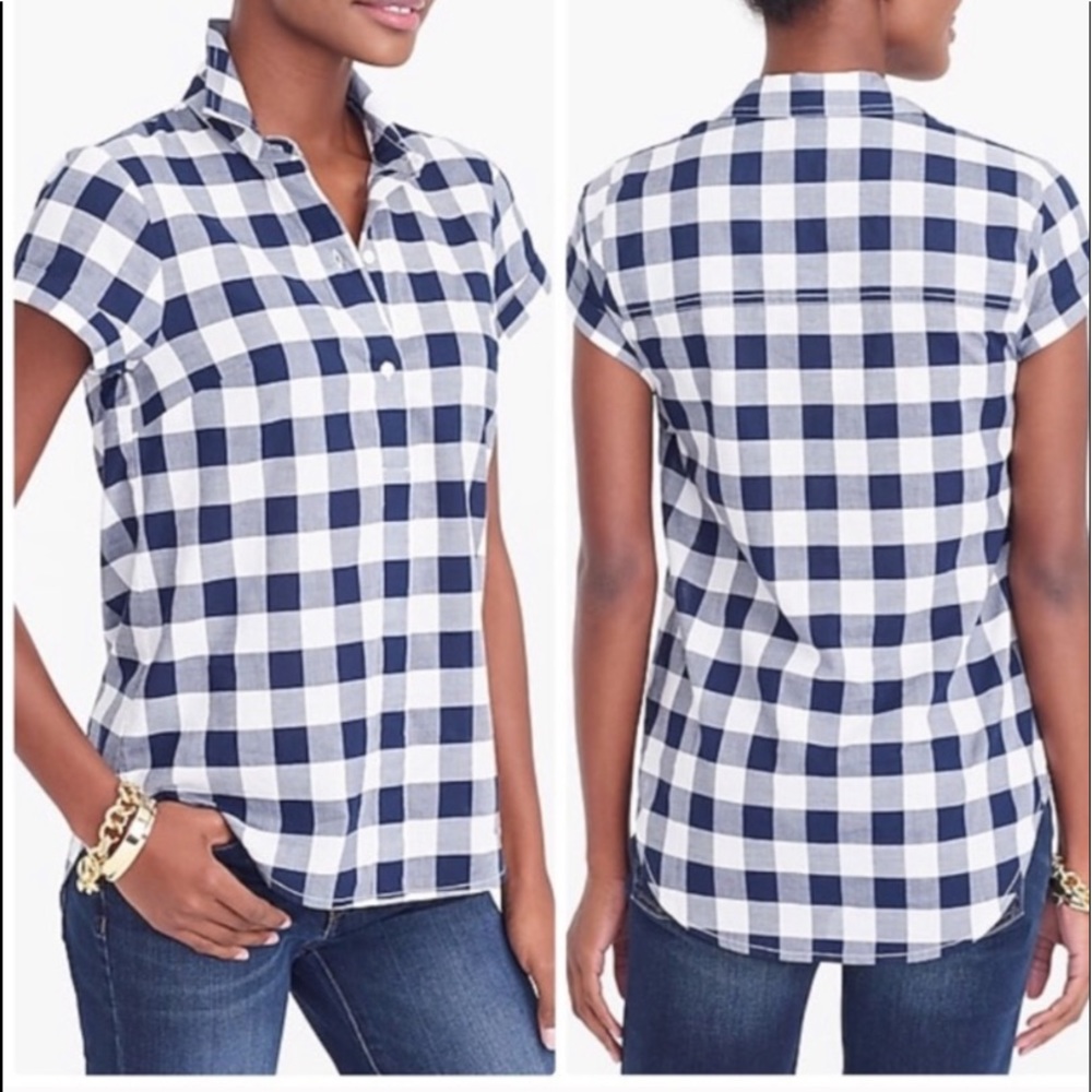 NWT J Crew Mercantile Gingham Popover Shirt Sz XXS